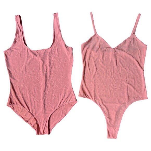 NEW Parade Easy Scoop Bodysuit & Silky Mesh Layering Triangle Pink Canyon Medium - Picture 1 of 16